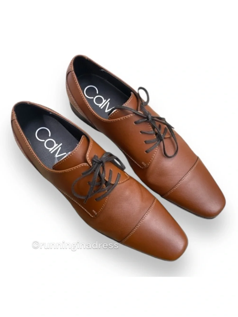 NWOT Calvin Klein Bram Cognac Leather Cap Toe Oxford Dress Shoes Men's Size 12